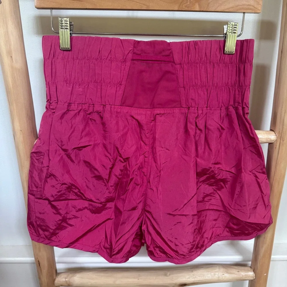 FP Movement Way Home Shorts Magenta Pink High Waist Smocked Athletic Womens M - Picture 2 of 5